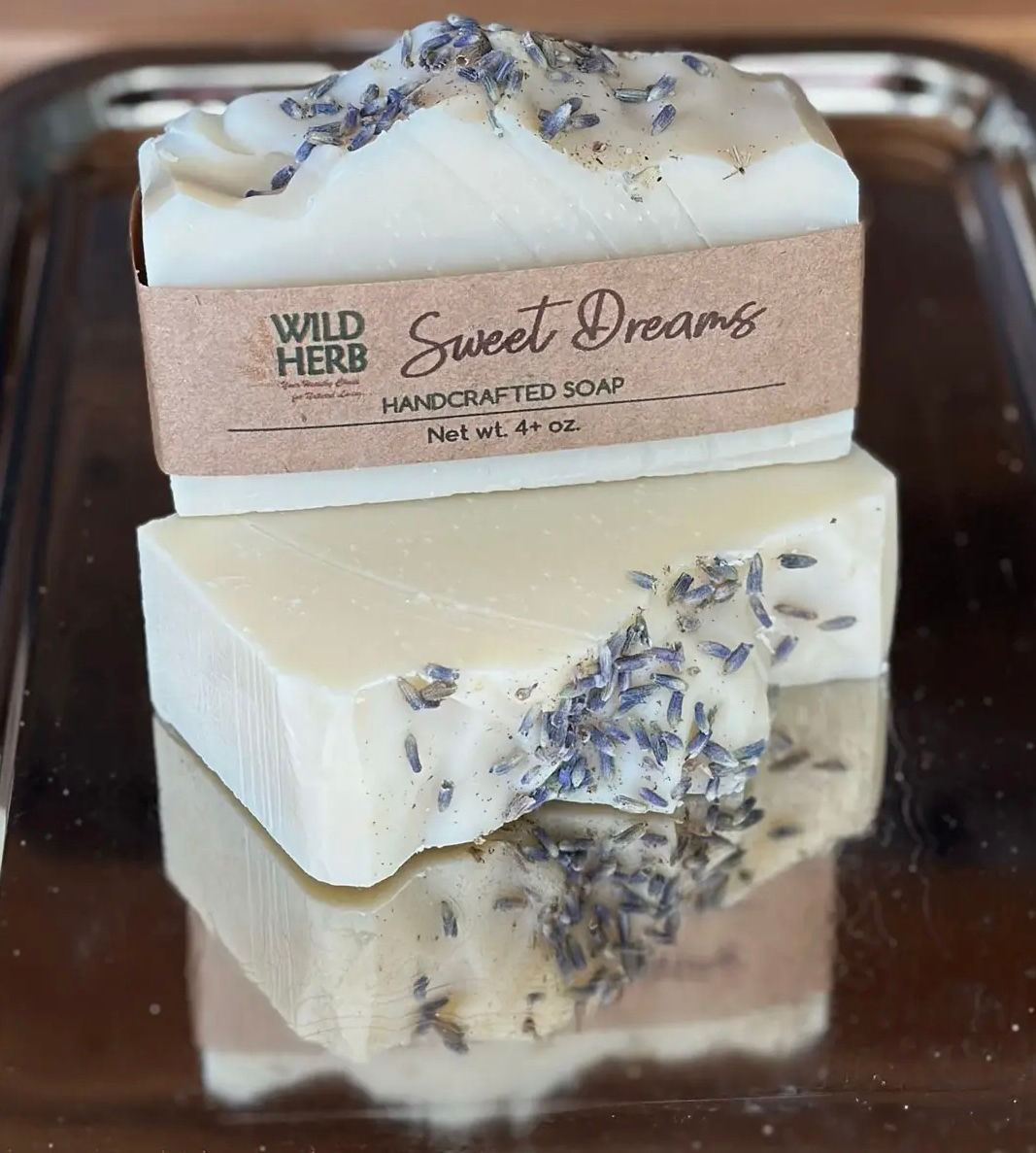 Sweet Dreams Natural Organic Soap Bar Topped with Lavender