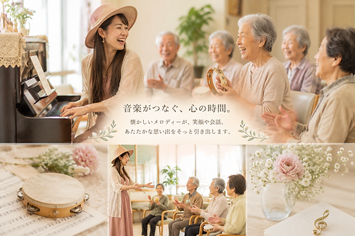 懐かしい音楽と人の温もりを通して、笑顔や会話が広がる音楽療法の風景