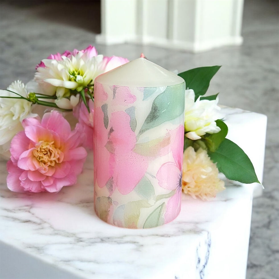 Thumbnail: Candle | Pink Flowers aquarelle (3R)