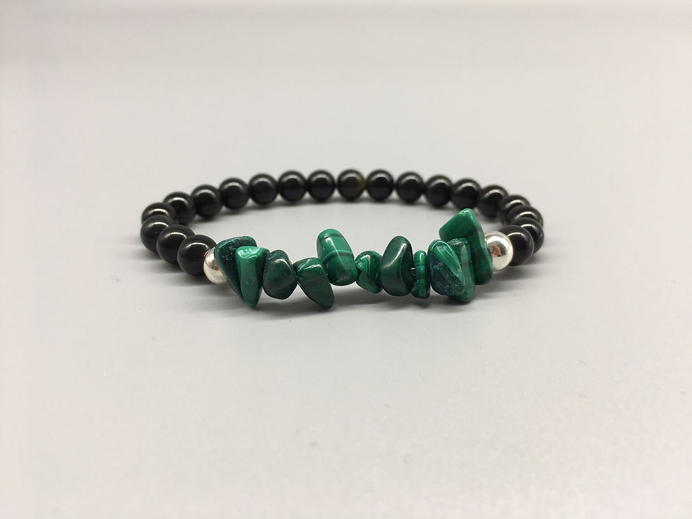 Malachite Chip & 6mm Obsidian