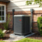 High tech mitsubishi HVAC Unit outside of a large home.jpg