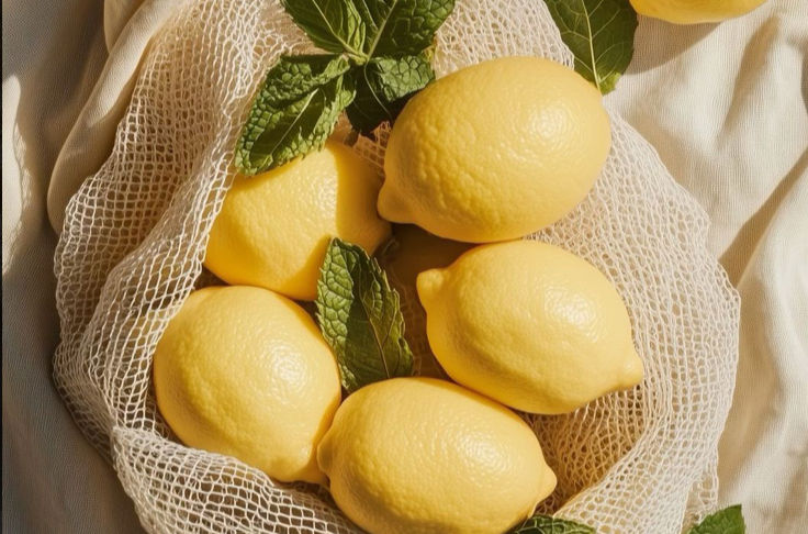 Lemon and Natural texture, what a brilliant combination, just and mint. Image by Pinterest