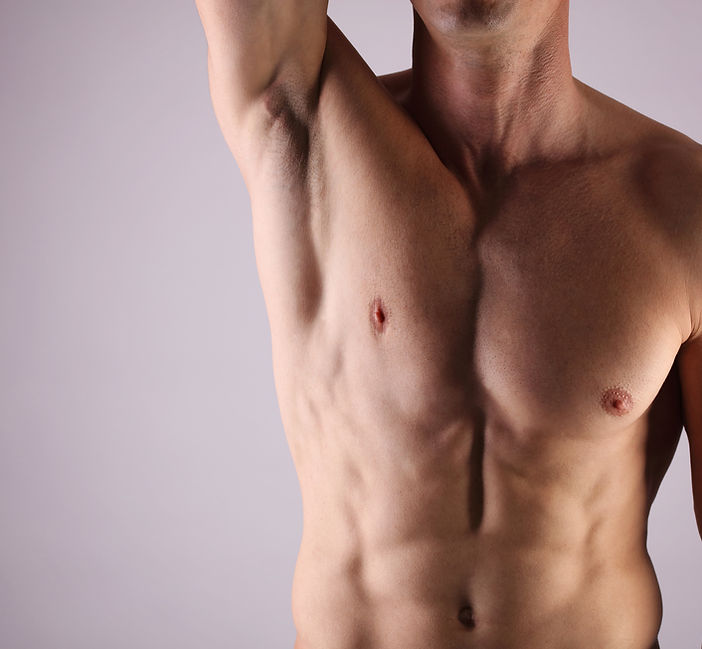 Man receiving non-surgical BodyLift+ high-intensity electromagnetic muscle-stimulation treatment