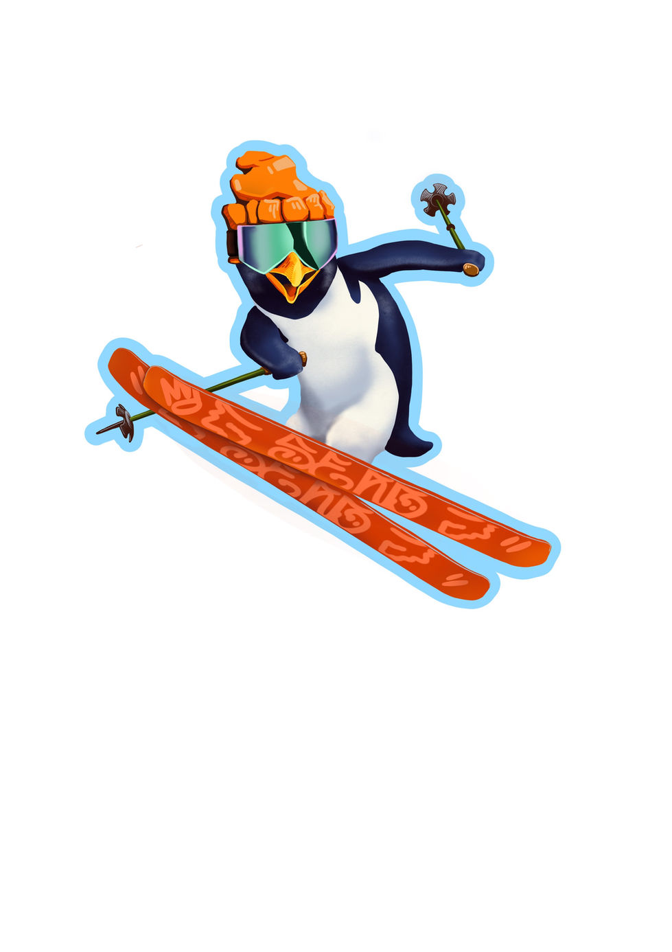 Penguin skiing
