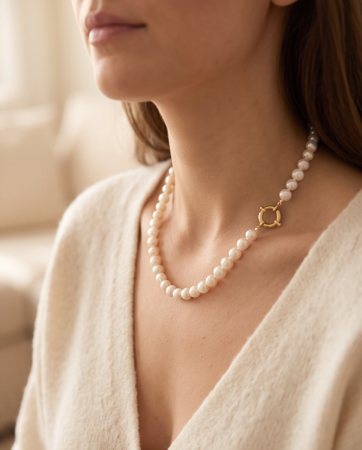 Collier délicat orné de perles d eau douce lumineuses et naturelles