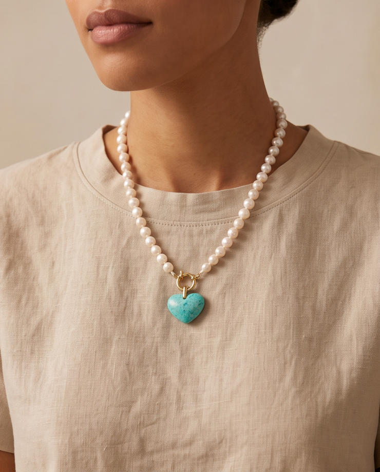 Pendentifs en forme de coeur en pierres fines naturelles variées