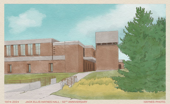 Drawn image of Haynes Hall at Montana State University