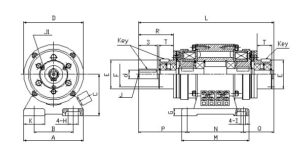 ภาพขนาดย่อ: Trantex คลัชเบรคแบบขาตั้ง (FOOT MOUNTED) FMT Dimension