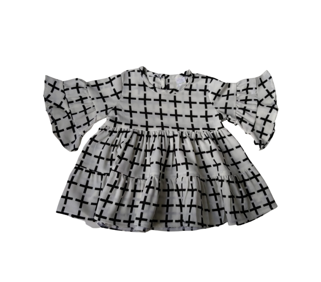 Girls black and white mini dress