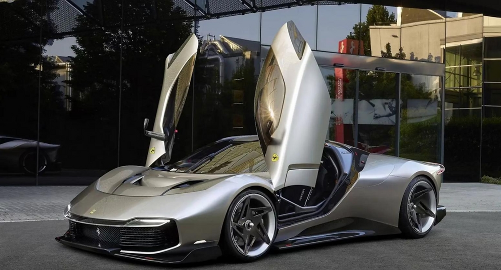 Golden Ferrari KC23 hypercar with mirror-like Gold Mercury finish on display—symbolizing handcrafted design, exclusivity, and divine purpose.