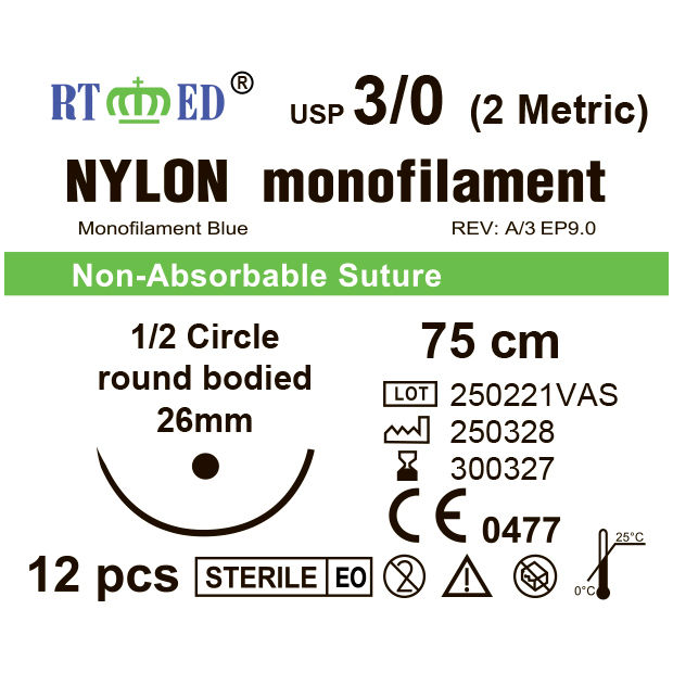 RTmED Nylon USP 3/0 (EP 2.0), 1/2 okrągła 26 mm (12 szt.)