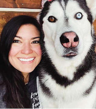 Elizabeth smiling girl with Siberian husky