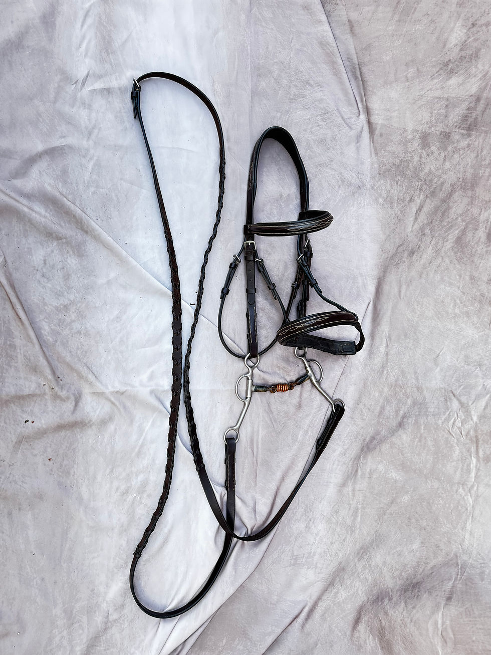 Thumbnail: Avignon Fancy Stitch Show Bridle Horse Size Hunter Under Saddle