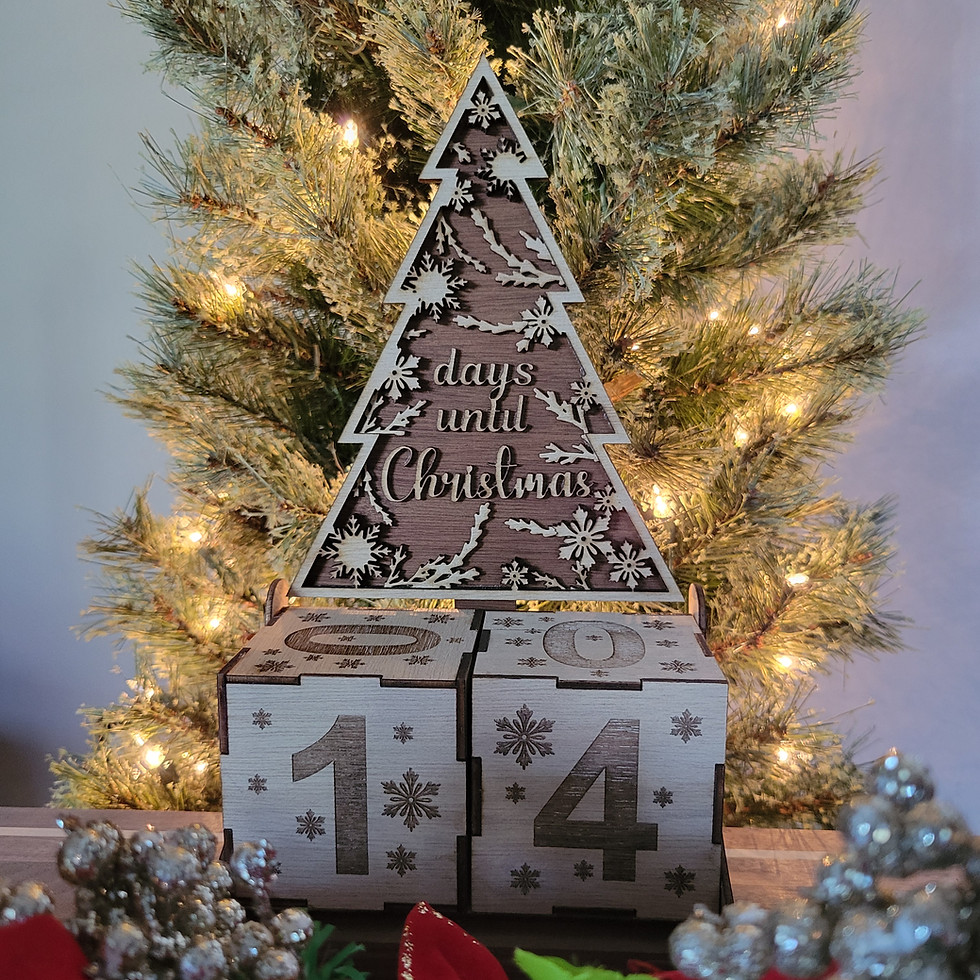 Thumbnail: Wooden, Laser Cut, Christmas Tree Shaped,  Count Down.