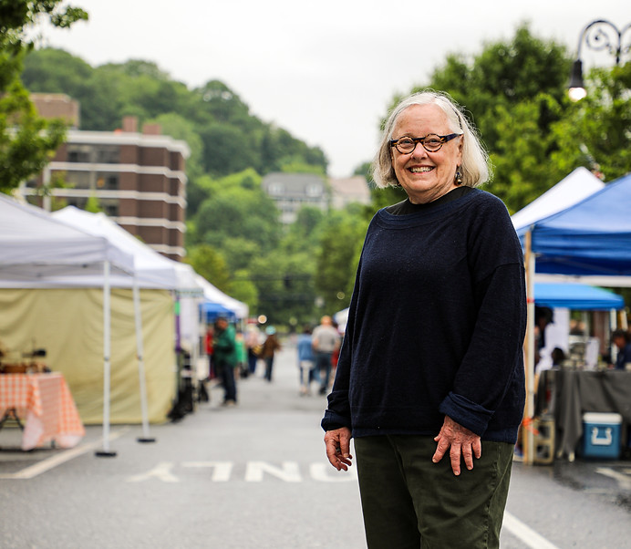 Virginia Riehl at the North Adams farmers market during her City Council campaign