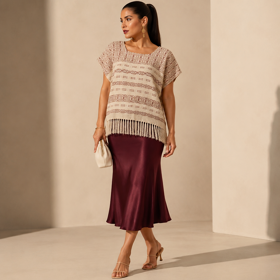 Miniatura: Blusa de telar en tonos neutros