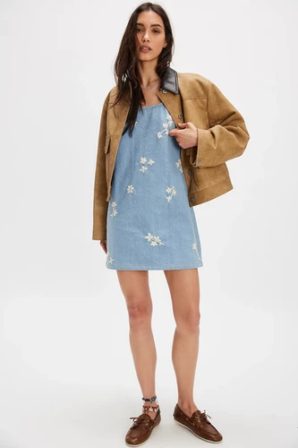 white christmas dresses Ramy Brook Katalina Denim Mini Dress - Medium Wash main image 0