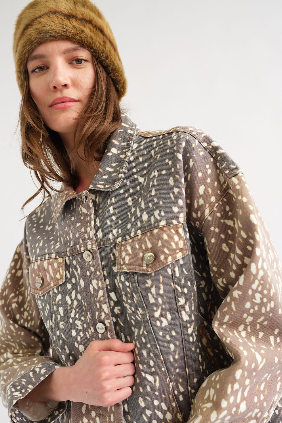 Thumbnail: Munar. Printed Denim Jacket