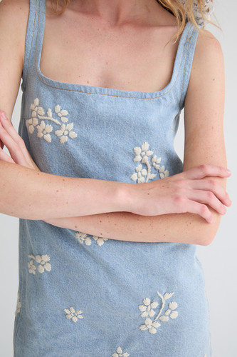 white christmas dresses Heartland Pleated Denim Mini Dress – VICI