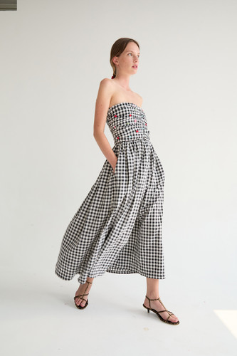 woman knit dress ruffles GOLDEN MINI M / OFF White Flounced Bandana Print Maxi ILLUSION-NECKLINE Dry flat in the Color:Spot Pink