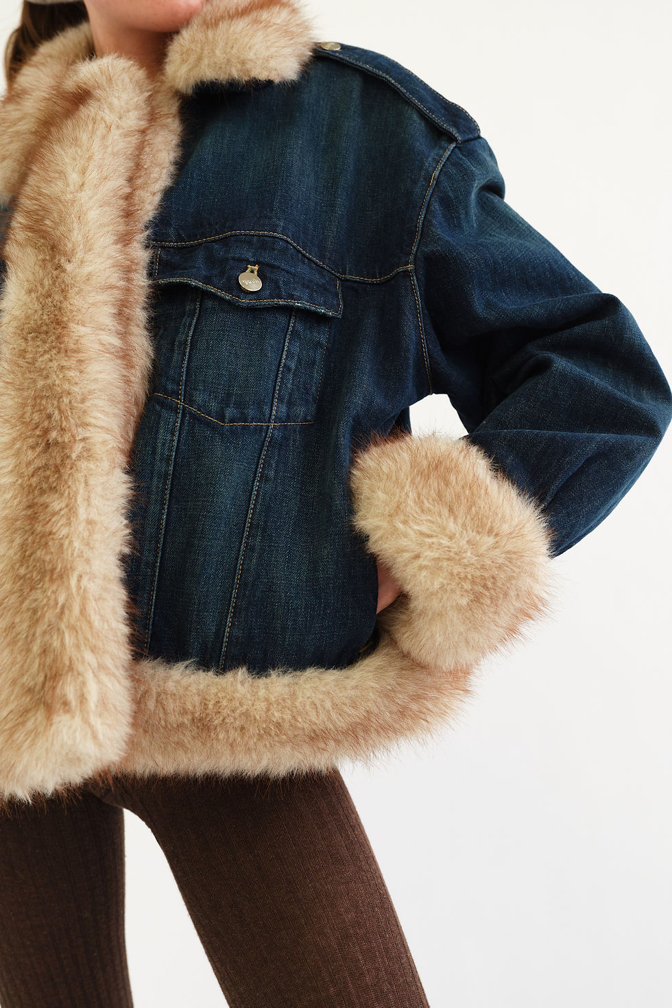 Thumbnail: Siracusa .Faux Fur Trimmed Denim Jacket