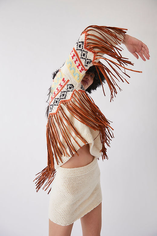 ニット/セーター FRINGE HALFWAY KNIT Ameri vintage 110027445_LIGHT_TAUPE_1_cda0cd