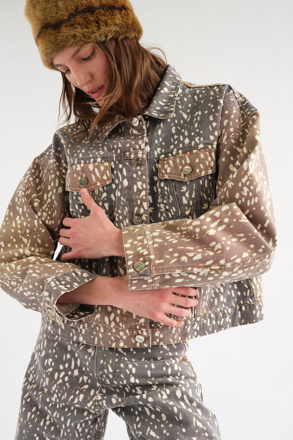 Thumbnail: Munar. Printed Denim Jacket
