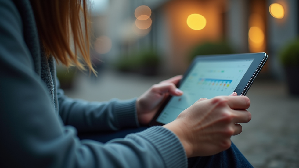 Close-up view of a person studying AI course on a tablet