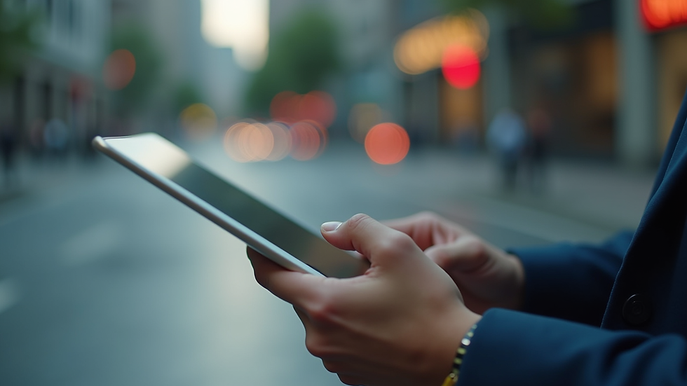 Close-up view of a person using a tablet for online traffic course