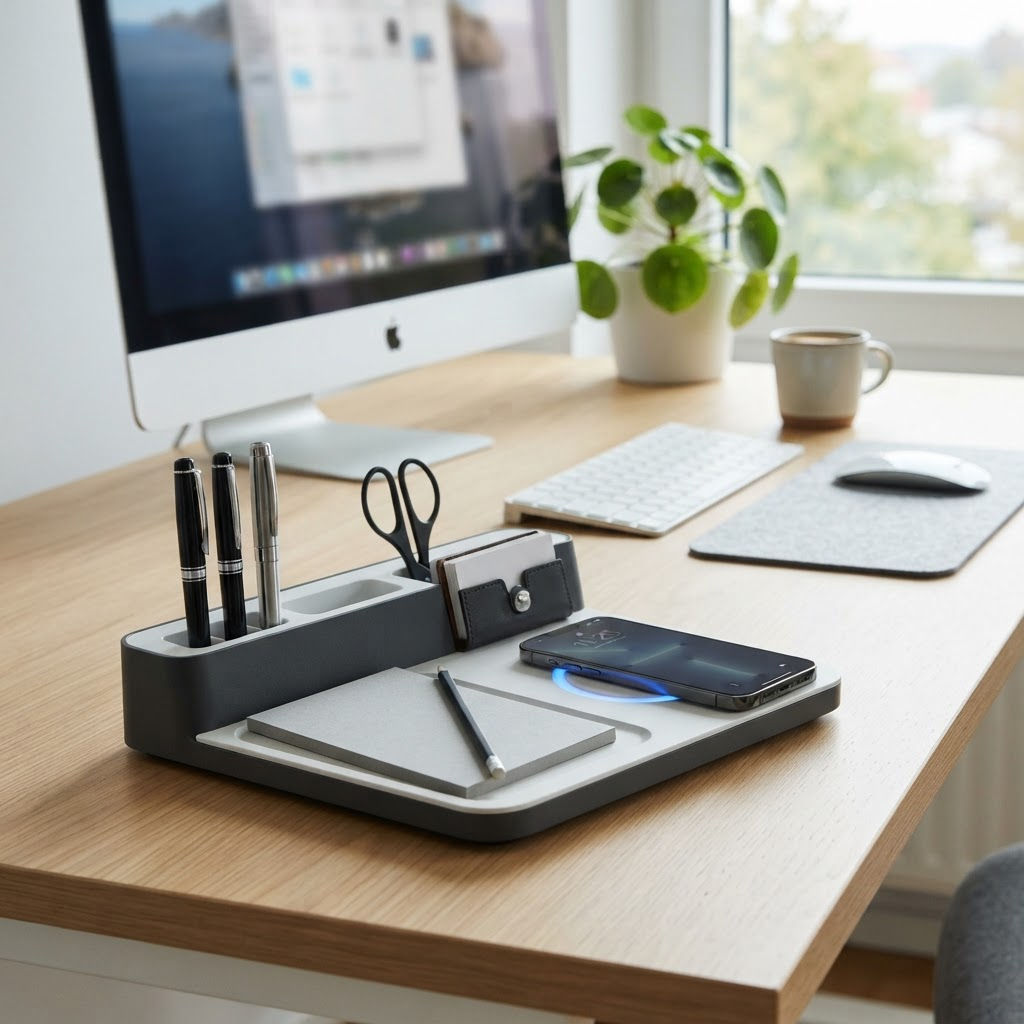 Desk Organizer with Wireless Charging Pad
