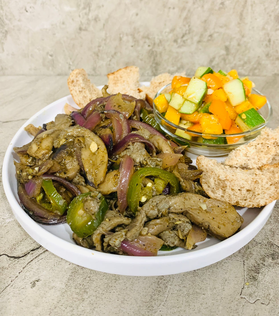 Berbere Spiced Oyster Mushrooms , Onions and Jalepenos