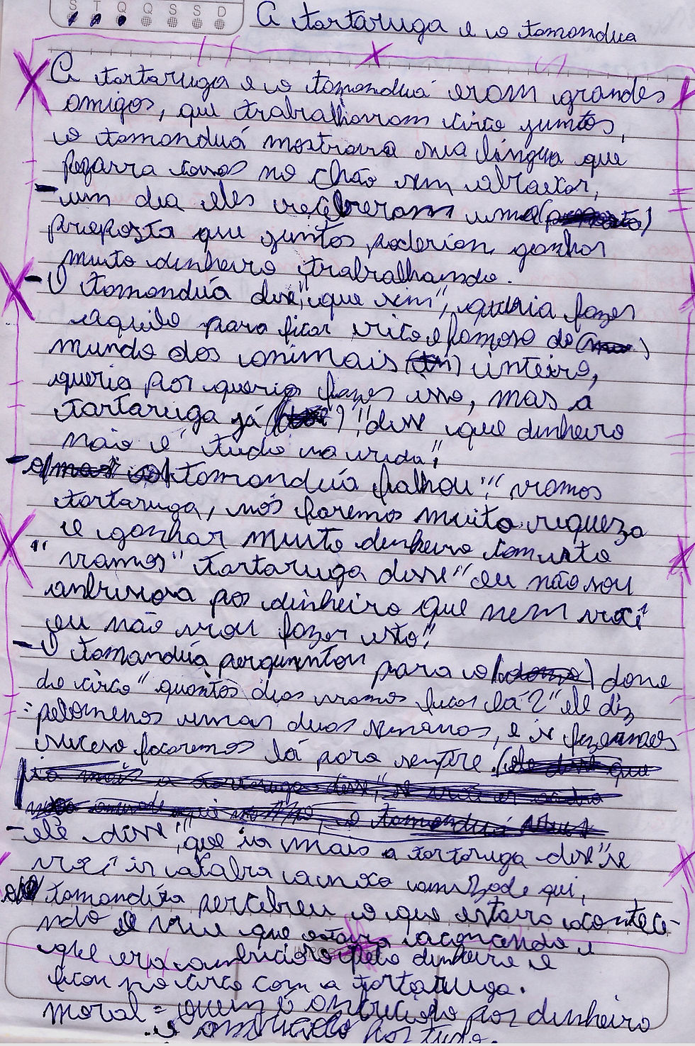 Produção de texto dos alunos: Fábula