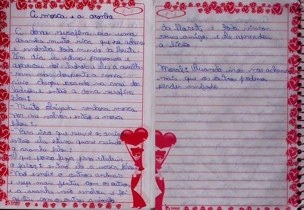 Produção de texto dos alunos: Fábula