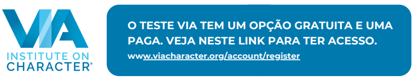logomarca do via institute on character e retângulo azul com link para fazer o teste high5
