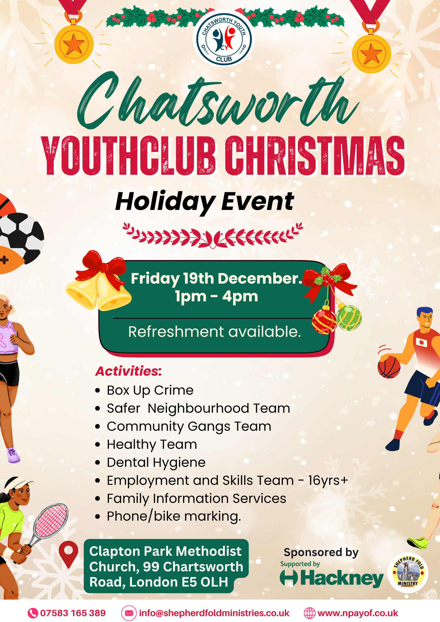 Chatsworth Youth Club Christmas Holiday Program flyer