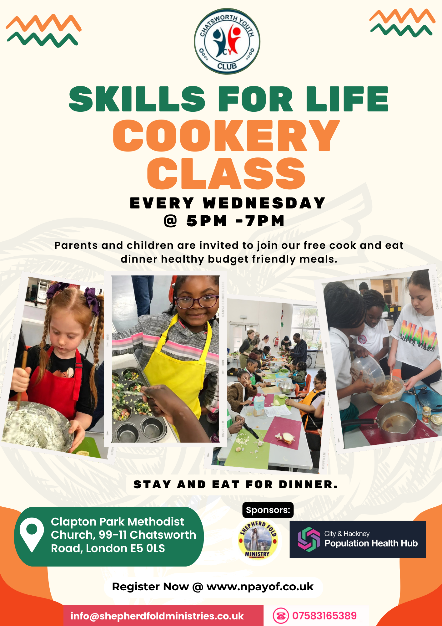 Skills for Life cookery class summer calendar