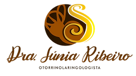 Logotipo da Dra. Súnia Ribeiro, médica otorrinolaringologista, com símbolo circular em tons de marrom e dourado formando as i