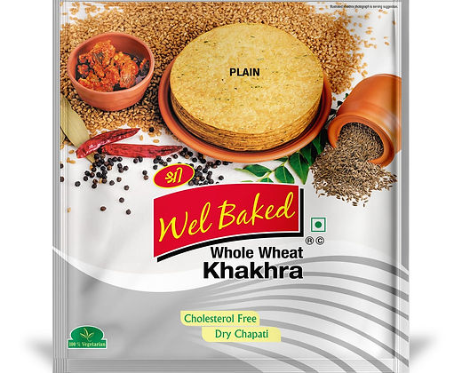 Wel Baked Plain Khakhra, 200g
