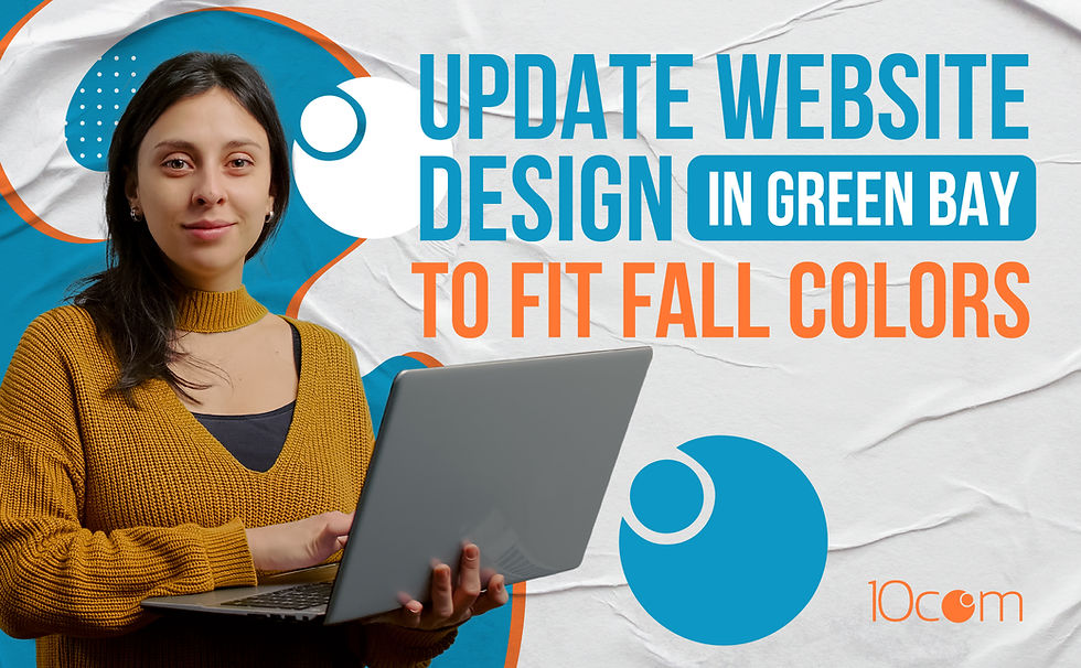 Person updating Wix website design in Green Bay with fall colors and 10com branding elements.