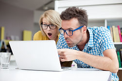 two surprised professionals seeing seo results
