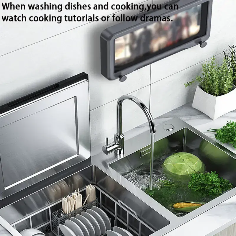 Thumbnail: Waterproof Shower Phone Holder with Anti-Fog Touch Screen