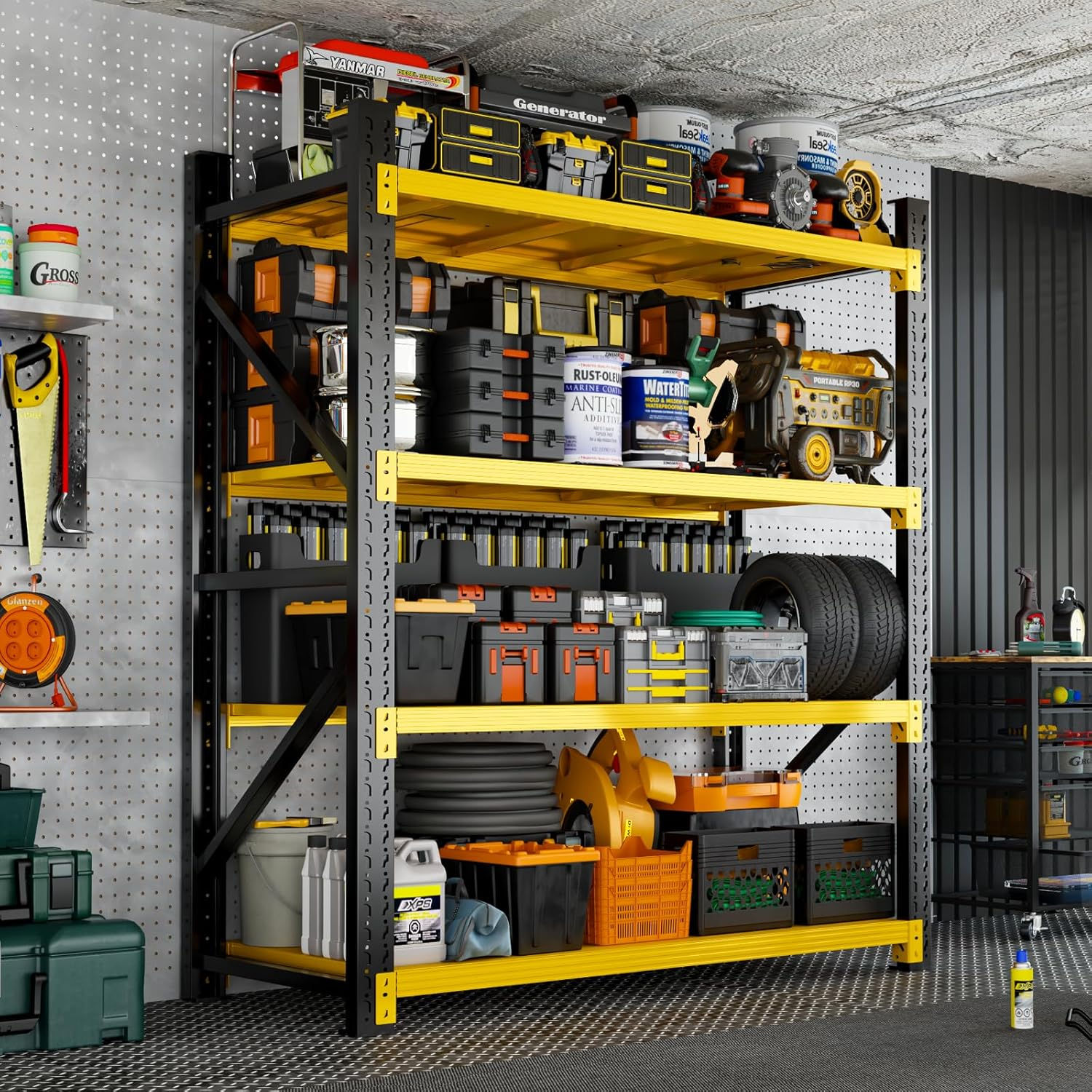 Heavy Duty Storage Shelves 3000LBS 78''H Metal 4-Tier Adjustable Garage Shelving