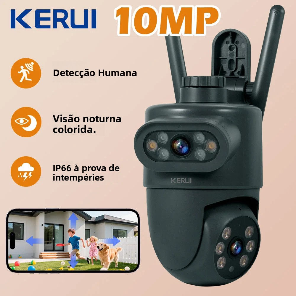 KERUI Outdoor 10MP 5K HD Dual Lens WiFi IP Camera Tuya Smart PTZ Wireless Home S