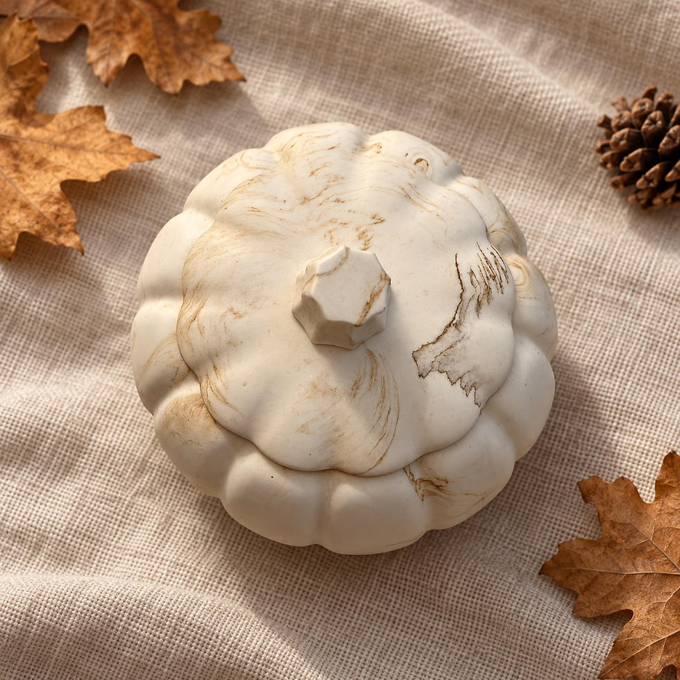 Thumbnail: Pumpkin Trinket Box with Lid | Antique Gold Marbling