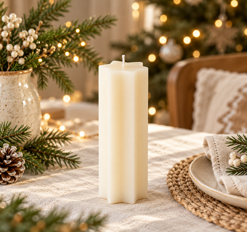 Thumbnail: Cream Star Shaped Candle | Christmas Taper Candle