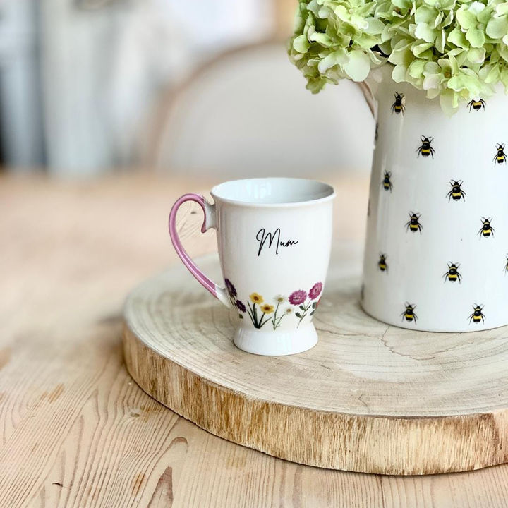 Thumbnail: Mum Wildflower Pedestal Mug | British Wildflower Ceramic Cup | Mother�s Day Gift