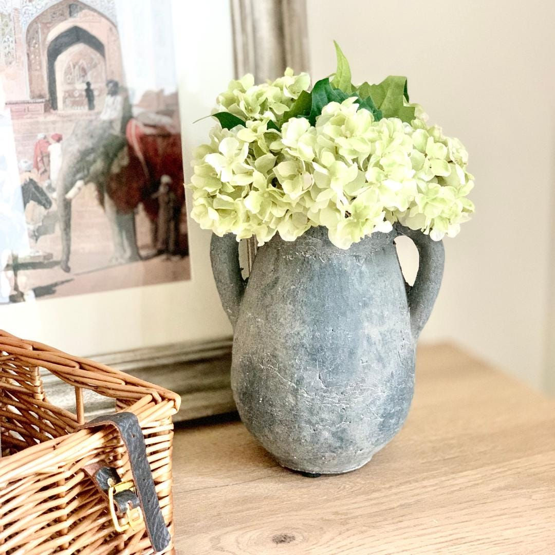 Faux Green Hydrangea Stems Set of 3