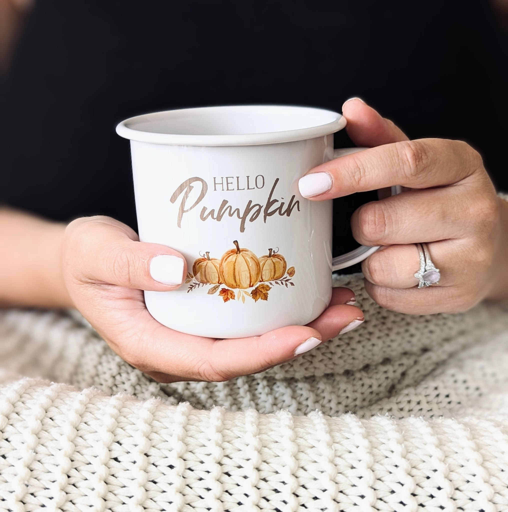 Hello Pumpkin Enamel Fall Mug