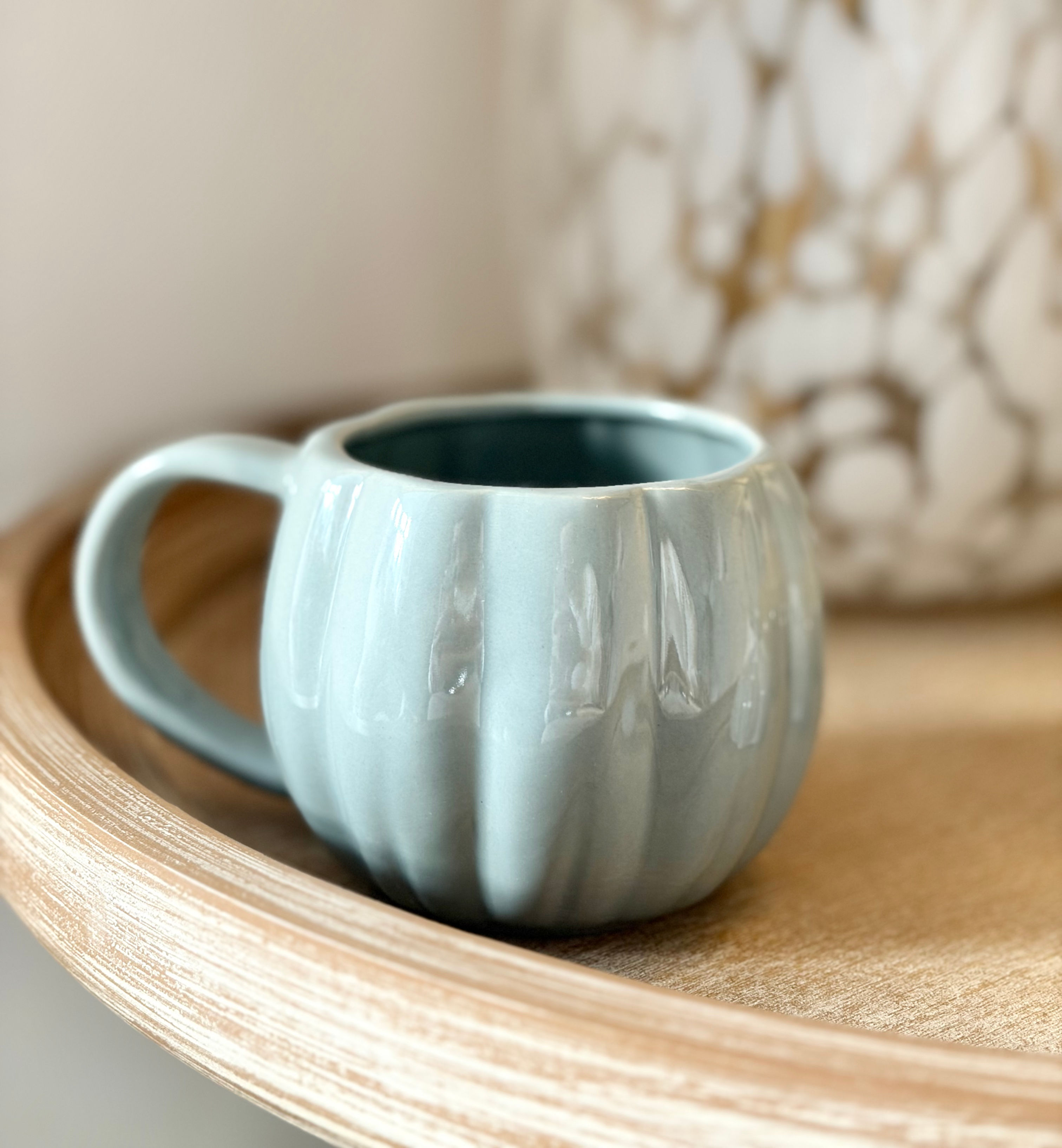 Grey Ceramic Pumpkin Mug