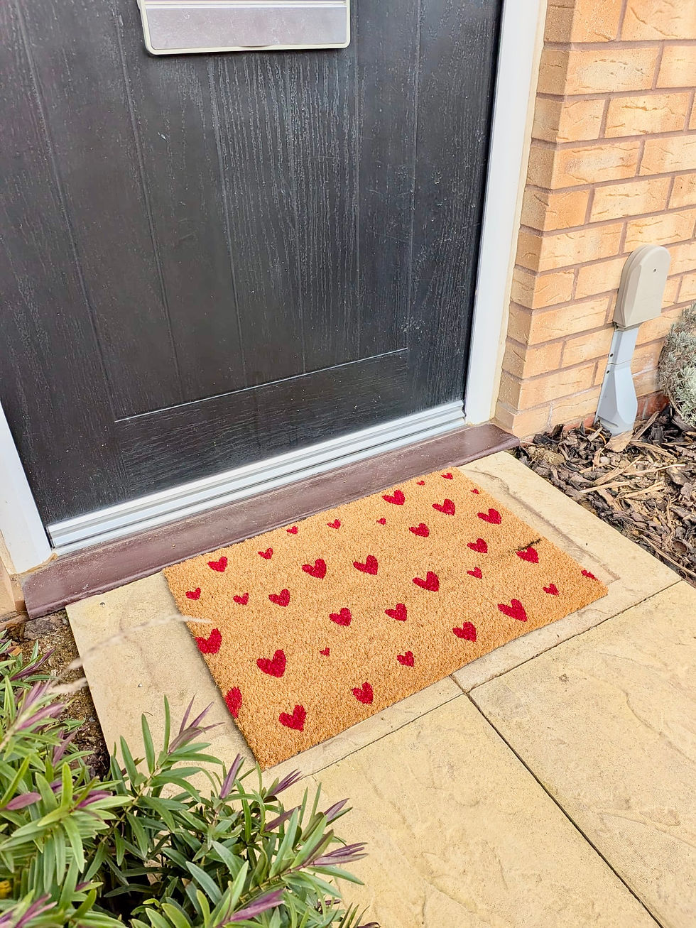 Thumbnail: Red Heart Natural Coir Doormat | Romantic Entryway Decor
